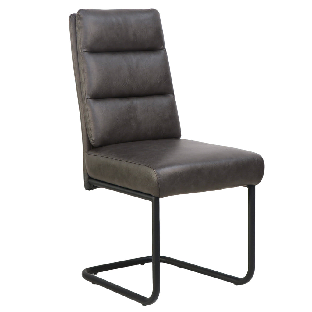 Advik and Brodi 7pc Dining Set - Walnut Table and Charcoal Faux Leather Chairs