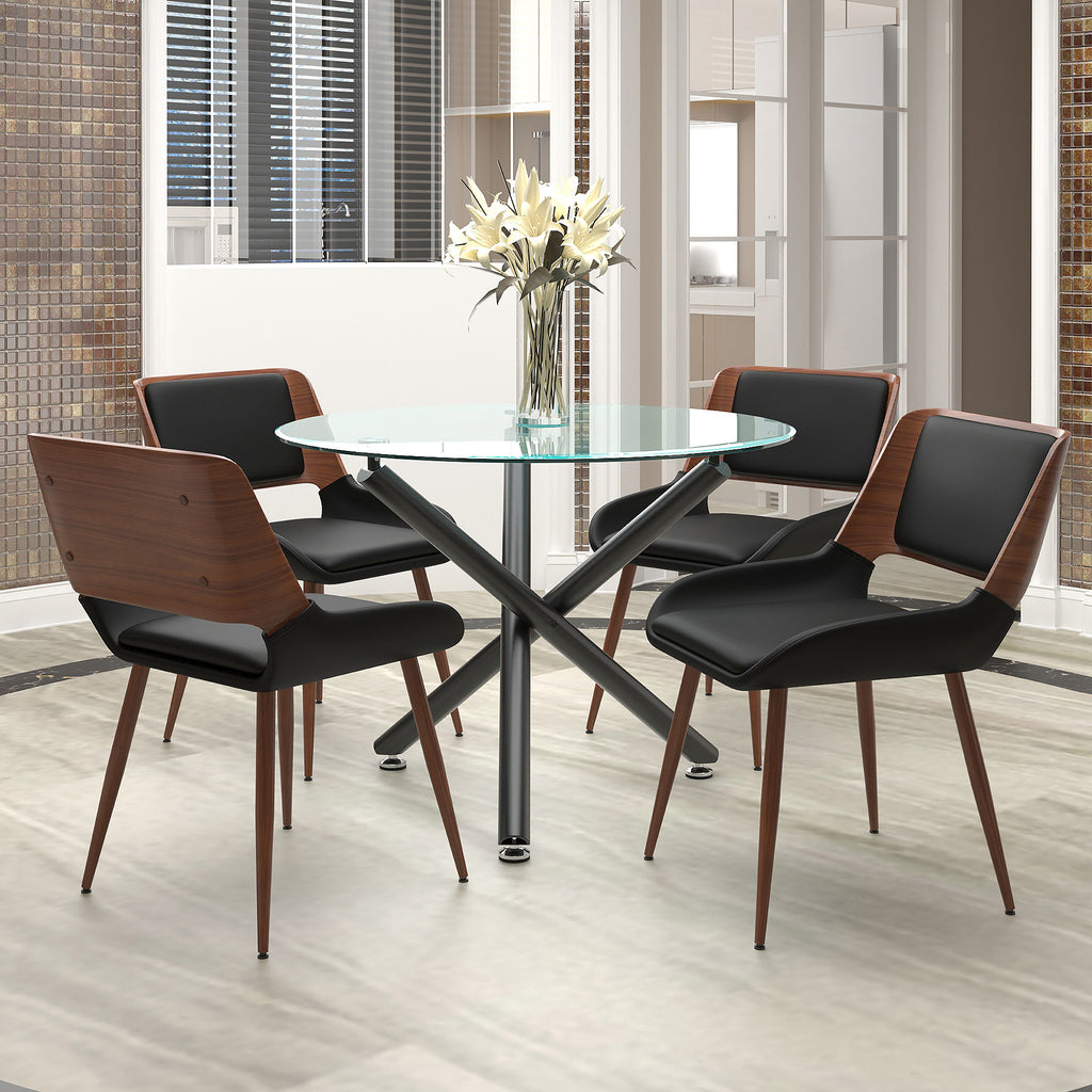 Suzette and Hudson 5pc Dining Set - Black Table and Black Chairs
