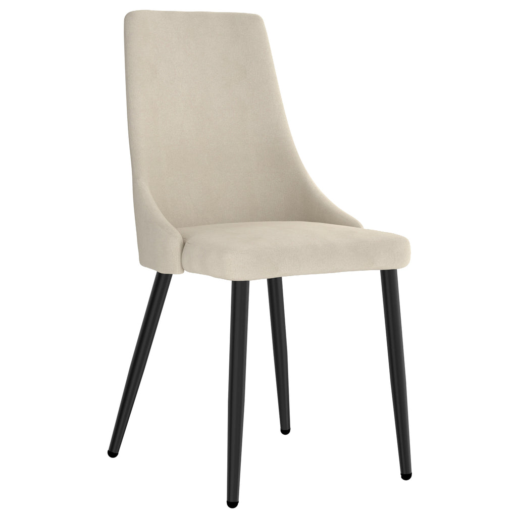 Stark and Venice 7pc Dining Set - Black Table and Beige Chairs