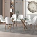 Stark and Cleo 7pc Dining Set - Aged Gold Table and White Chairs