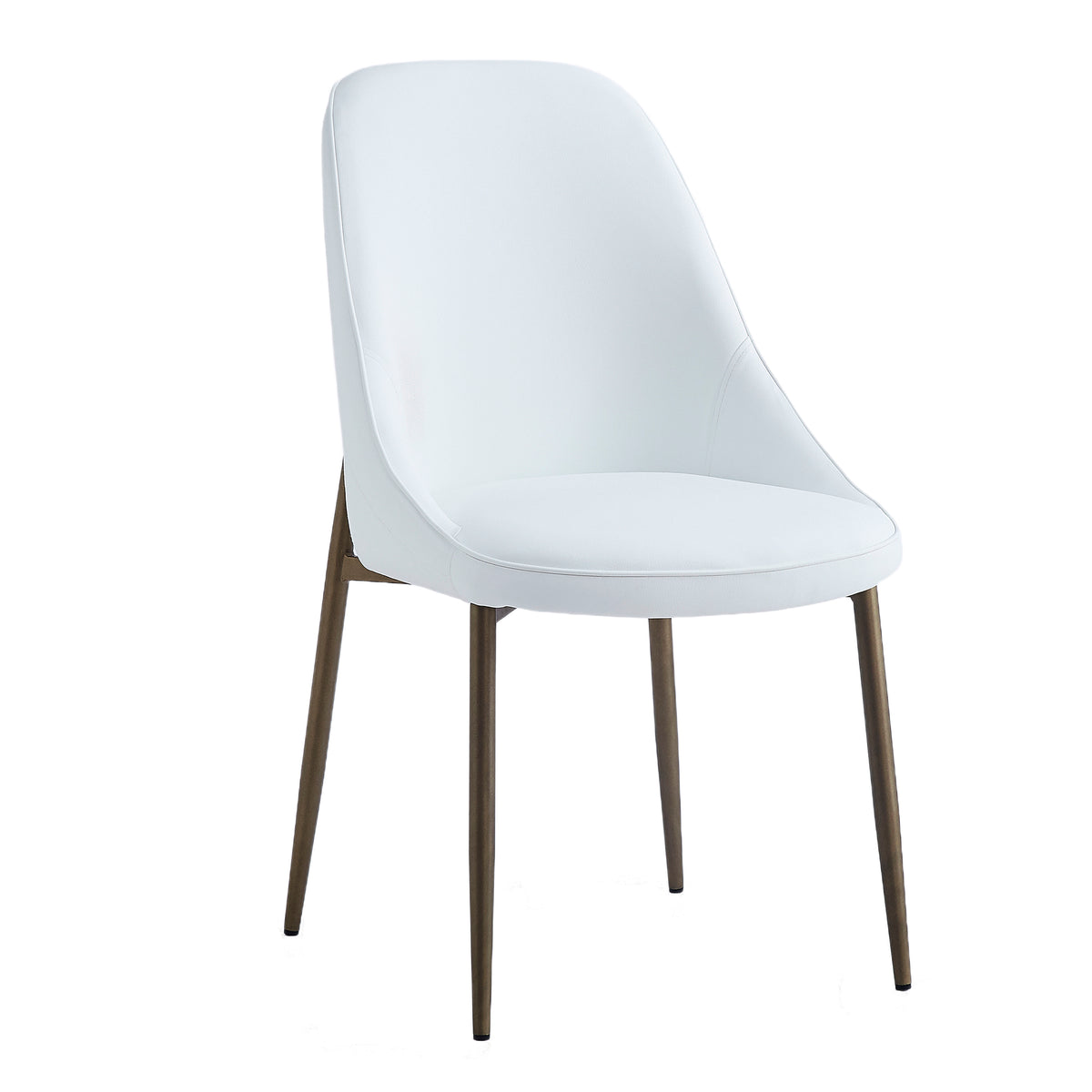 Stark and Cleo 7pc Dining Set - Aged Gold Table and White Chairs