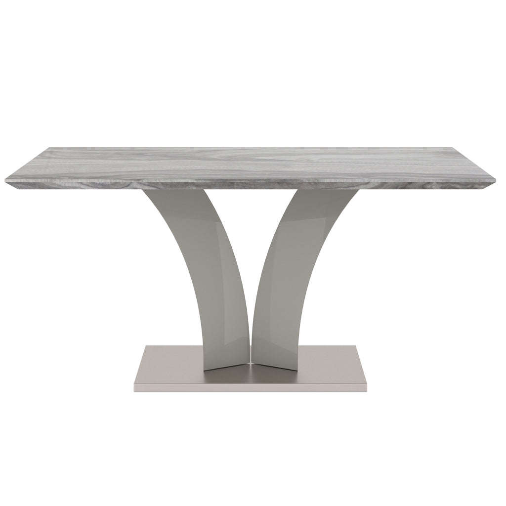 Napoli and Devo 7pc Dining Set - Grey Table and Light Grey Chairs