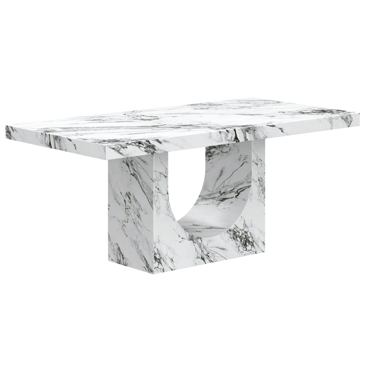 Aurelia and Mateo 7pc Dining Set - Bulgari White Table and Black Chairs