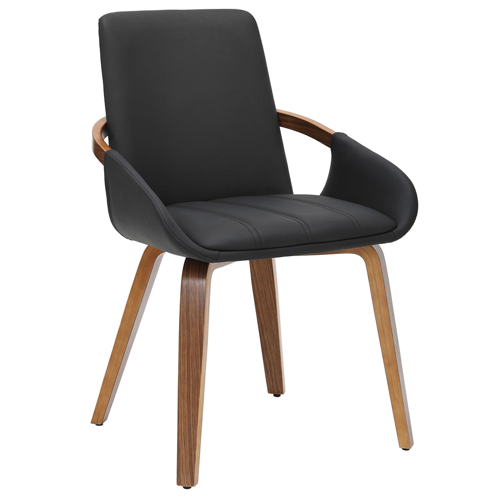Tovas and Caspian 7pc Dining Set - Black Table and Dark Walnut Chairs