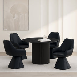 Tovas and Caprese 5pc Dining Set - Black Table and Black Chairs