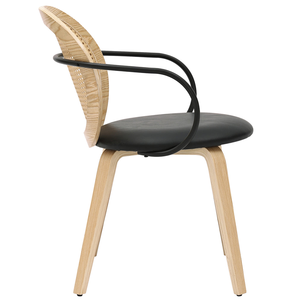 Tovas and Orias 7pc Dining Set - Natural Table and Light Oak and Black Chairs
