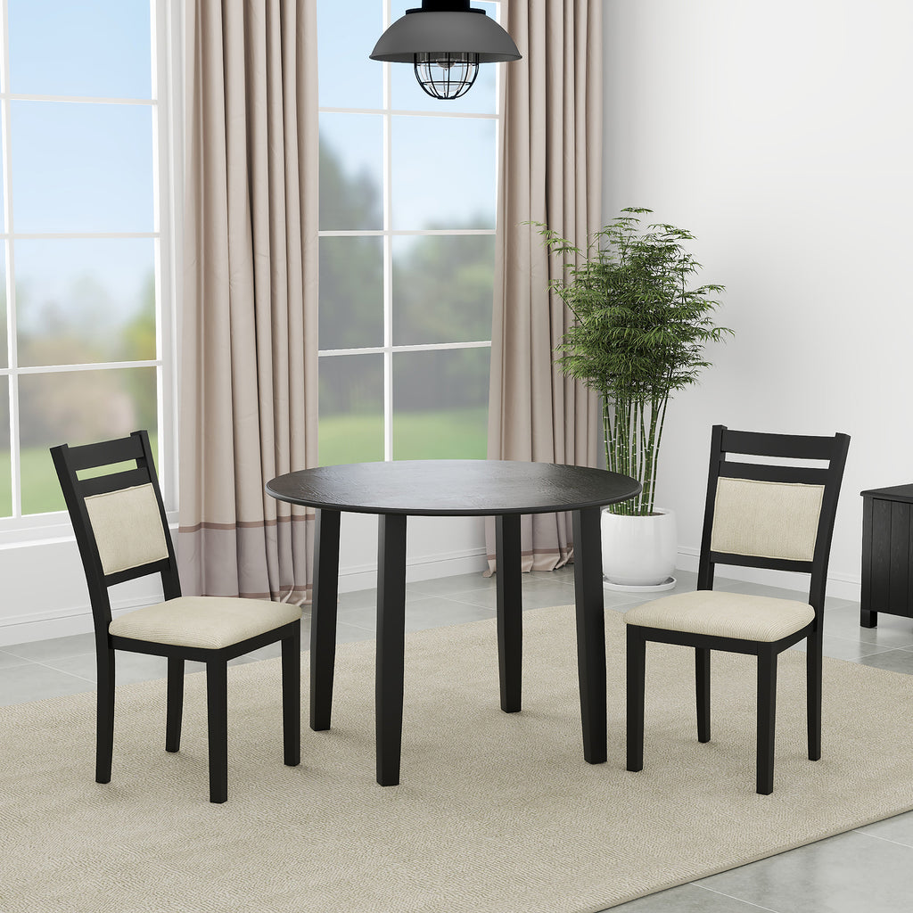 Conrad 3pc Dining Set - Black Table and Black Chairs