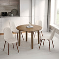 Conrad and Lyna 5pc Dining Set - Walnut Table and Beige Chairs