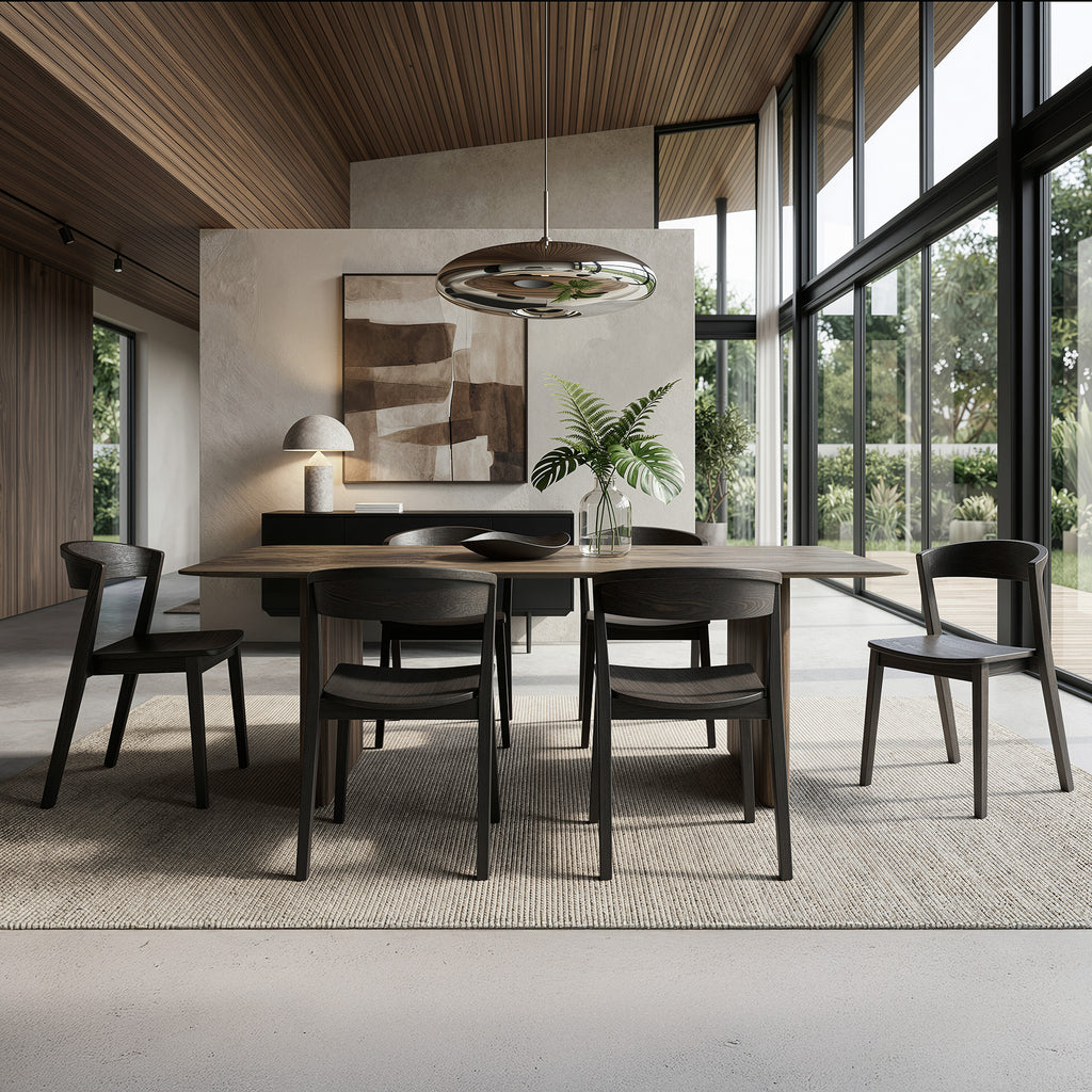 Bazul and Nicco 7pc Dining Set - Mocha Table and Mocha Chairs