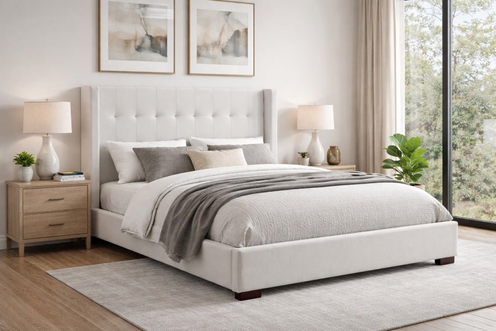 King Bed Frame (Beige) - 615670