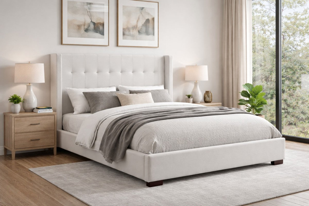 King Bed Frame (Beige) - 615670