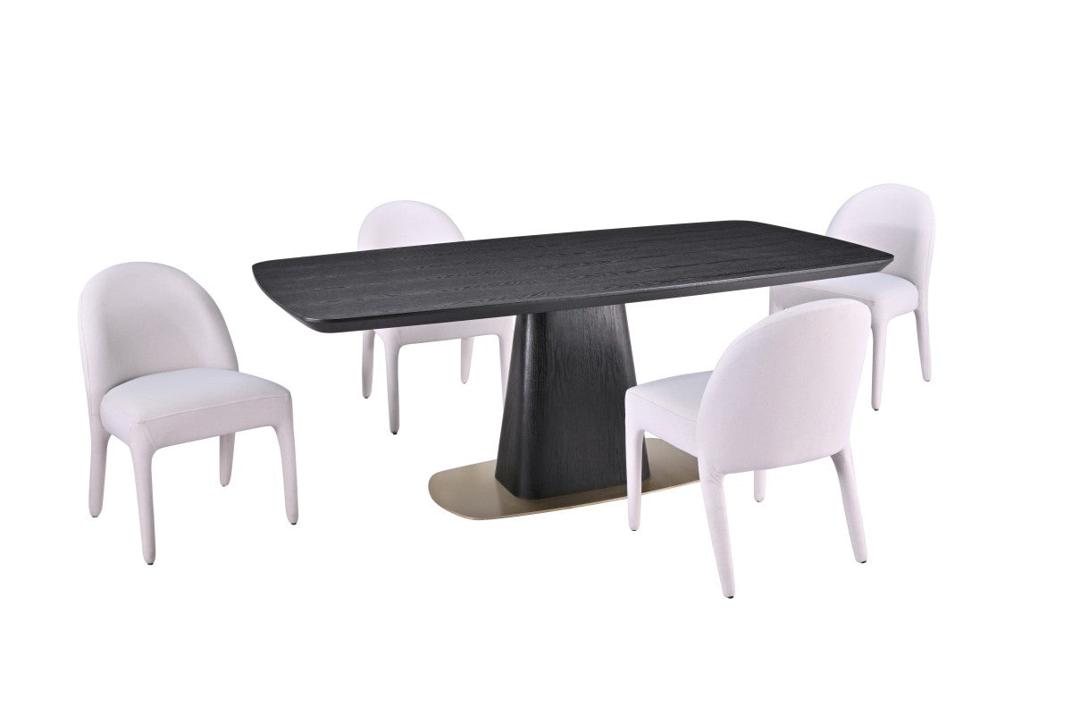 5-Piece Dining Set (Black/Beige)