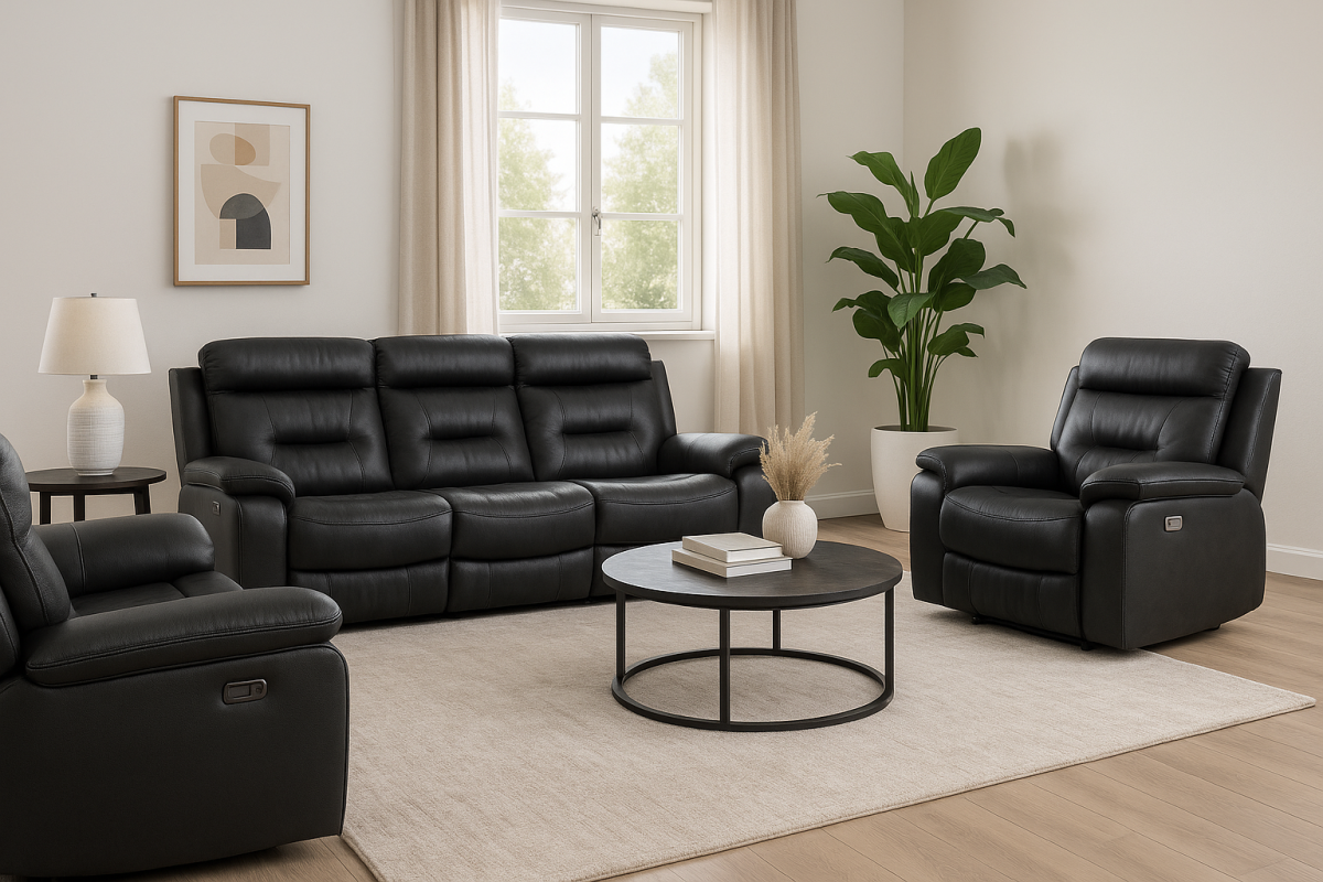 Nelson Recliner Love Seat (Black)