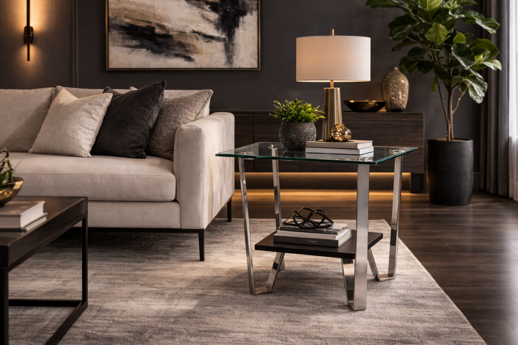 End Table (Espresso/Silver)