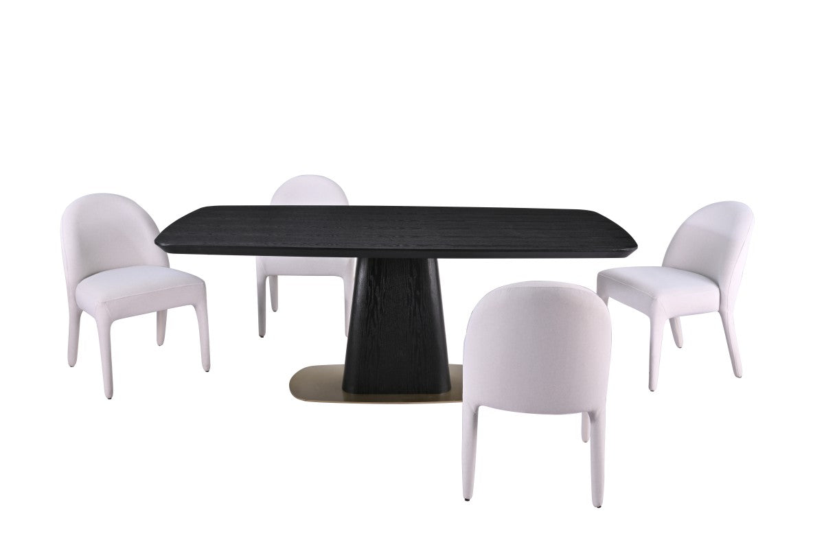 5-Piece Dining Set (Black/Beige)