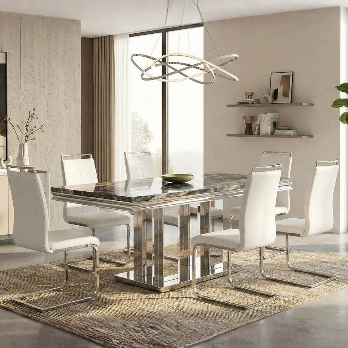 Hexa Dining Table with Francis White 7-Piece