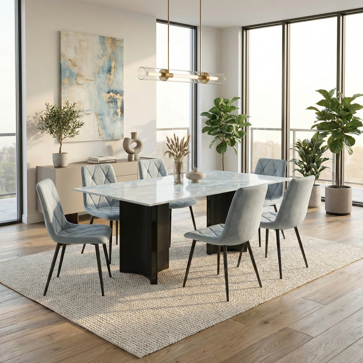 Milano Dining Table with Delhi Chairs 7-Piece