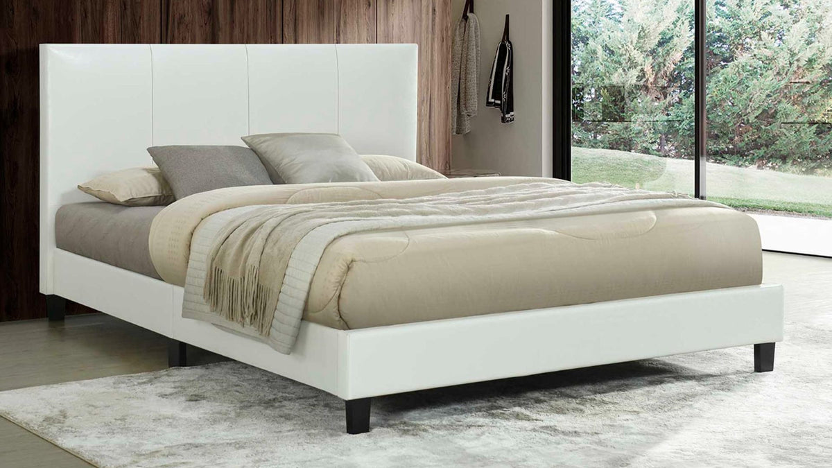 Uptown Double Size Bed in White PU
