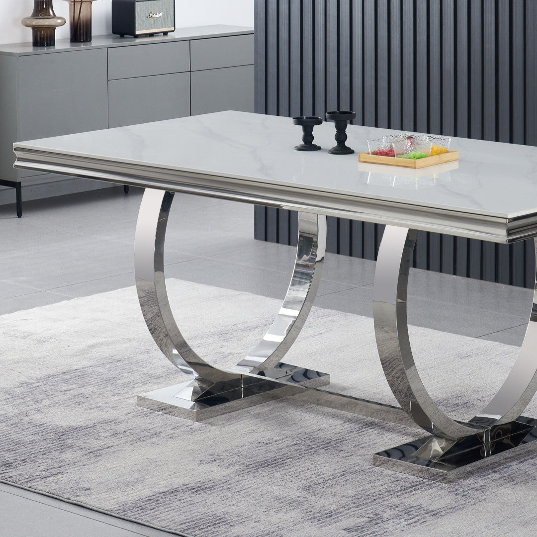 Salsa Dining Table with 6 Delhi Grey Chairs