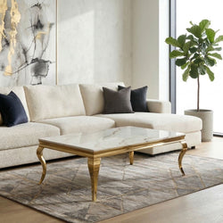 Kennedy Marble Top Coffee Table Gold