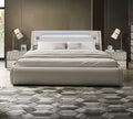 Paris Taupe Queen Vegan Leather Bed with Storage, Speakers and LED Panel