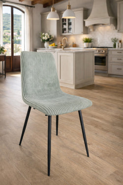 Corduroy with Black Legs Dining Chairs (Set of 6)