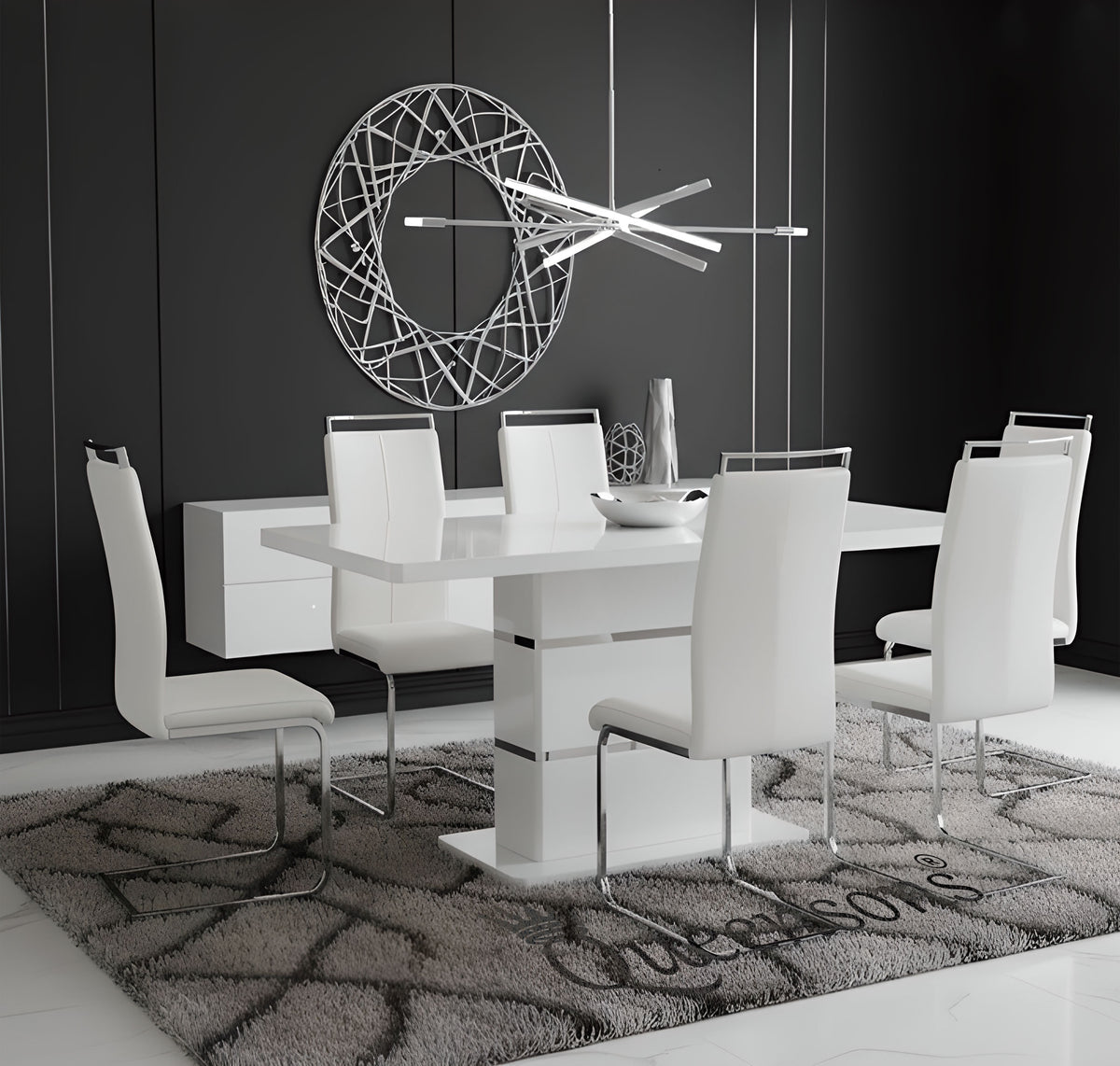 Magnus and Francis White Dining Set