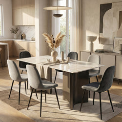 Milano Dining Table with Grey Black Chairs 7-Piece
