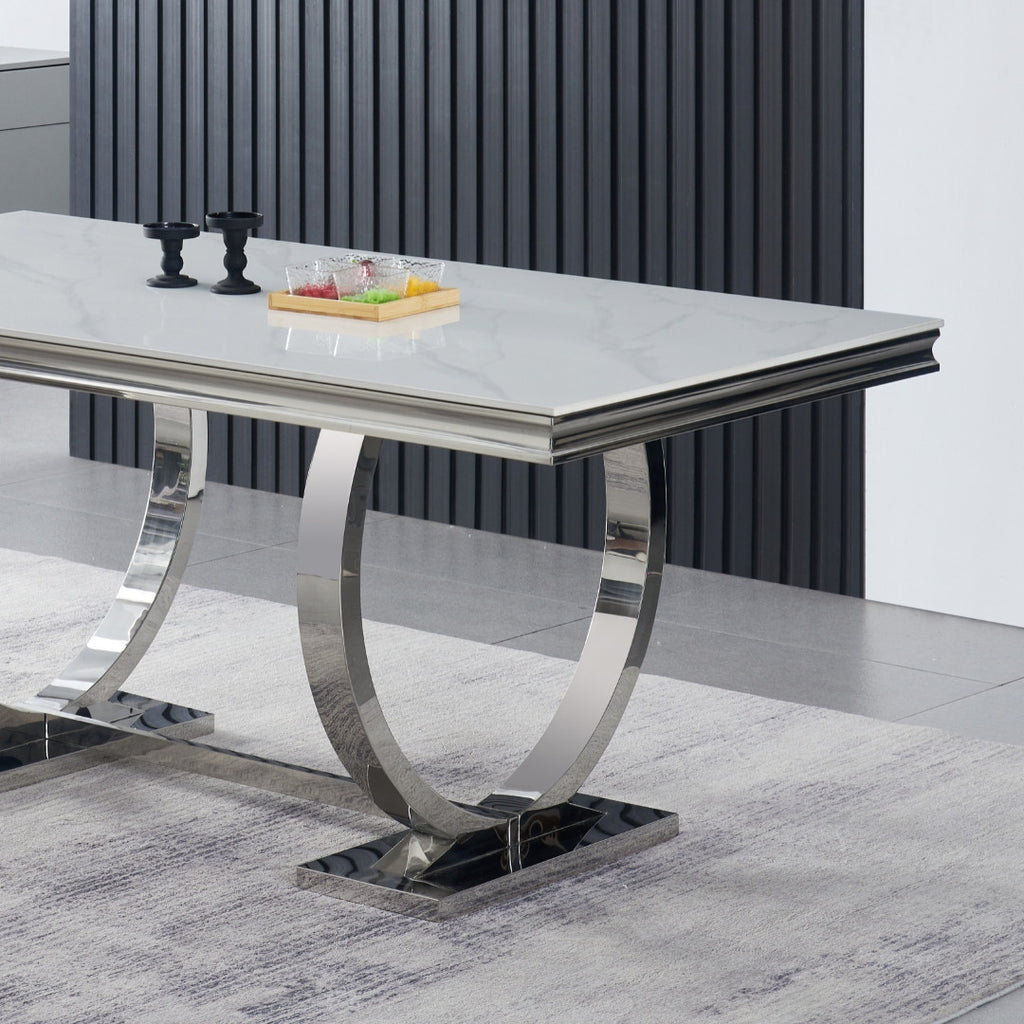 Salsa Dining Table with 6 Delhi Grey Chairs