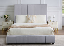 New Frankfurt Grey Queen Vegan Leather Bed with Lift Top Storage