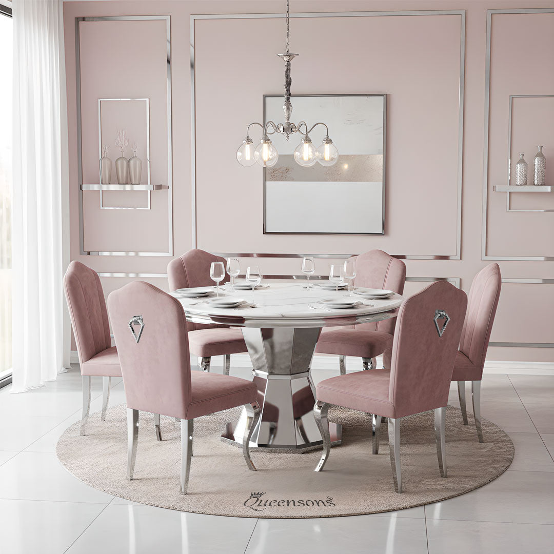 Diamond Pink Silver Dining Chair (Set of 2)