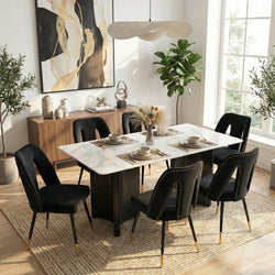 Milano Dining Table with Cleo Black Chairs 7-Piece