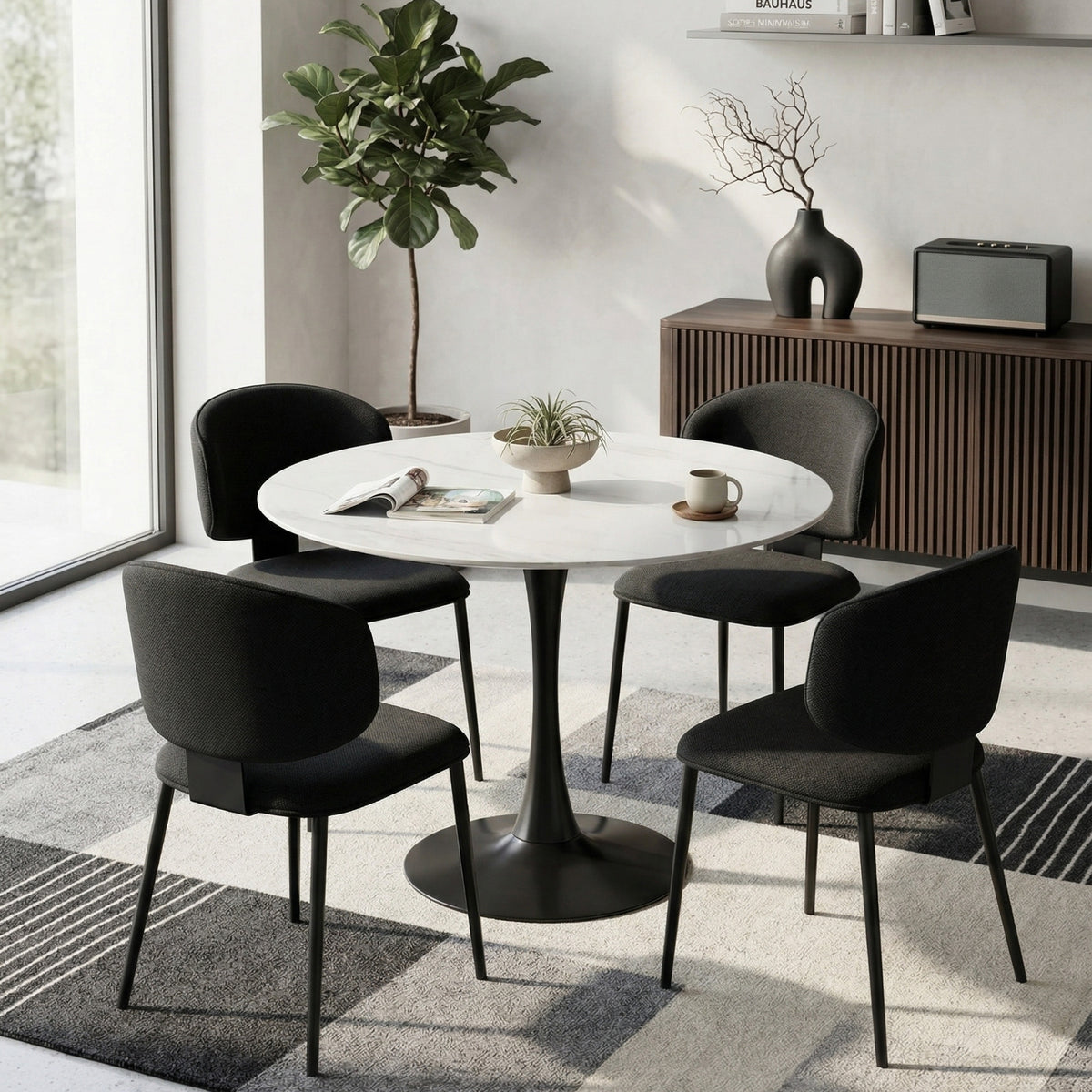 Loomie Black Fabric Dining Chair (Set of 2)
