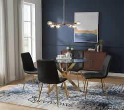 Sword Round Gold and Delhi Black Dining Set