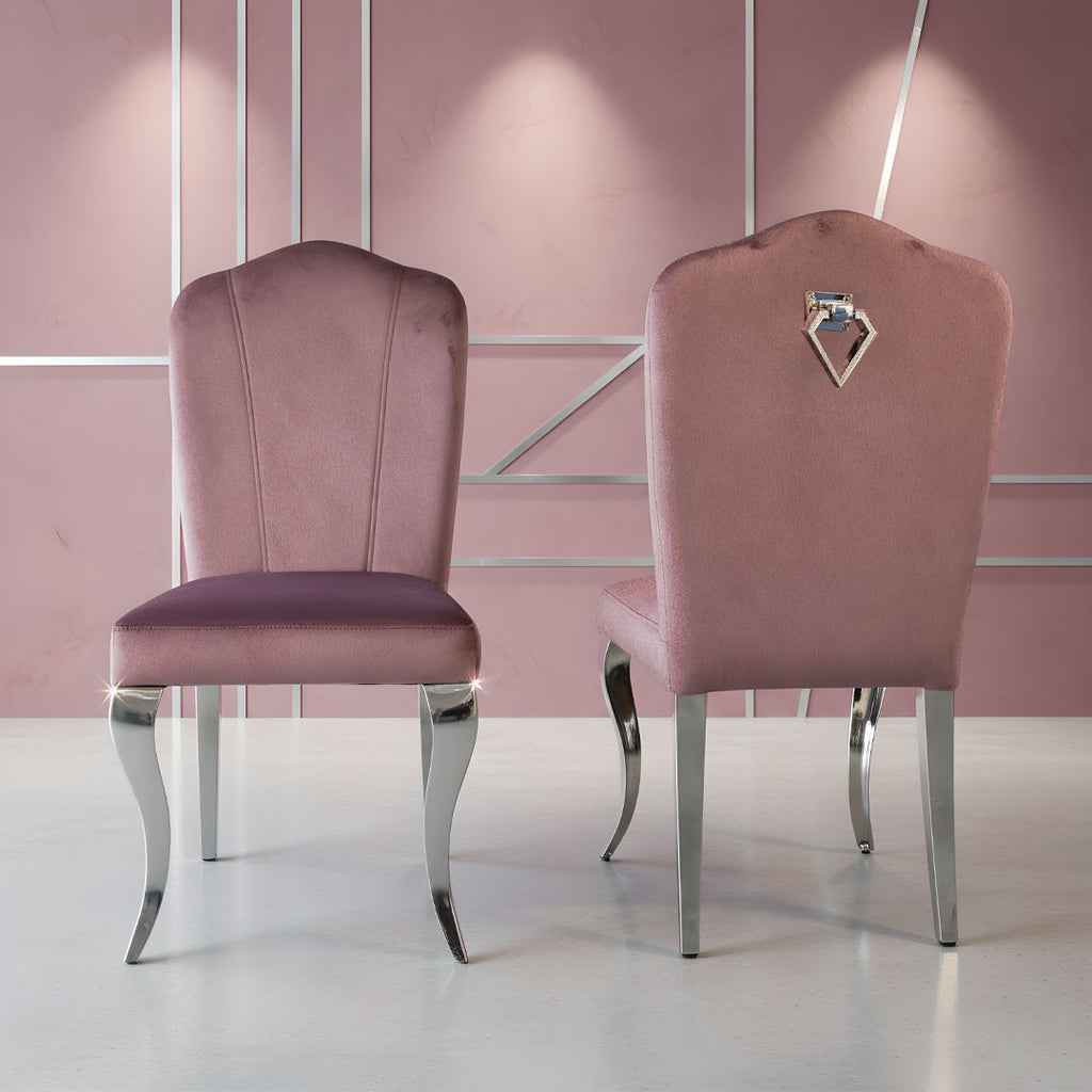 Diamond Pink Silver Dining Chair (Set of 2)