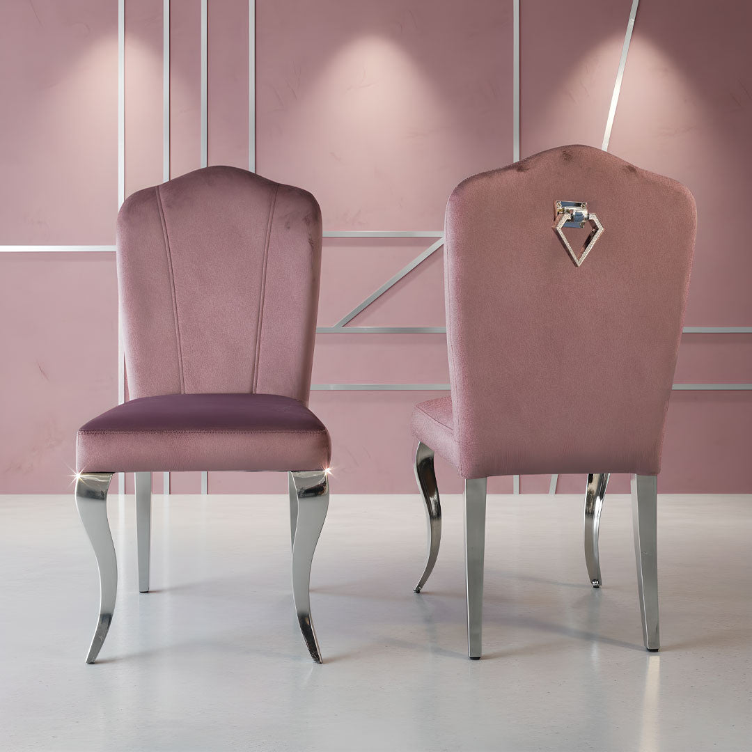 Diamond Pink Silver Dining Chair (Set of 2)