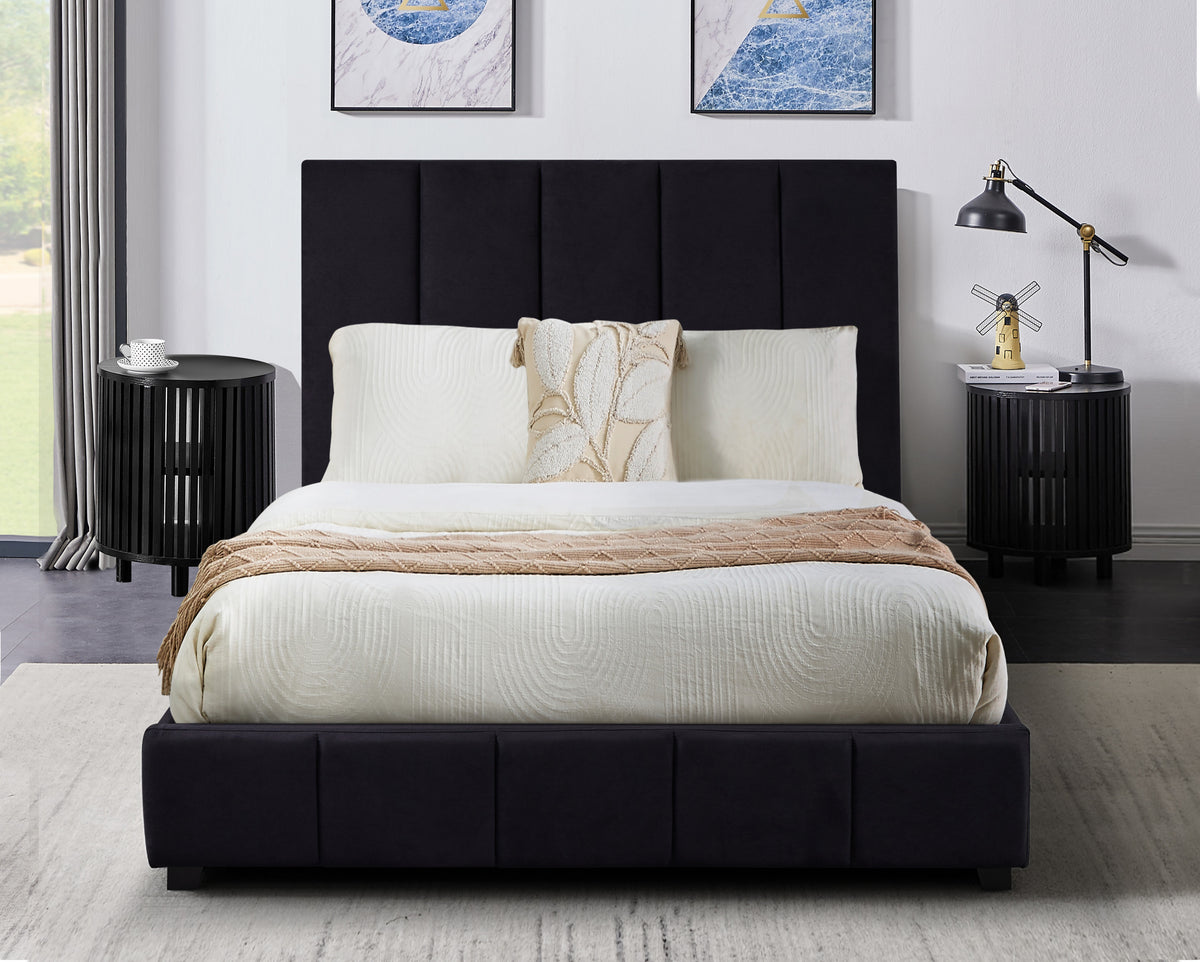New Frankfurt Black Queen Vegan Leather Bed with Lift Top Storage