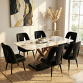 7-Piece Bundle: Omega Dining Table with Cleo Black Dining Chair
