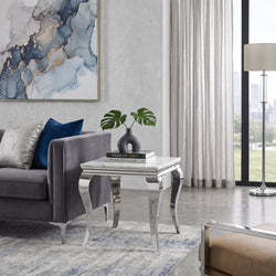 Kennedy Marble Top End Table Silver