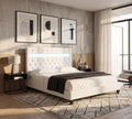 Otis White PU King Bed with LED Panel Headboard