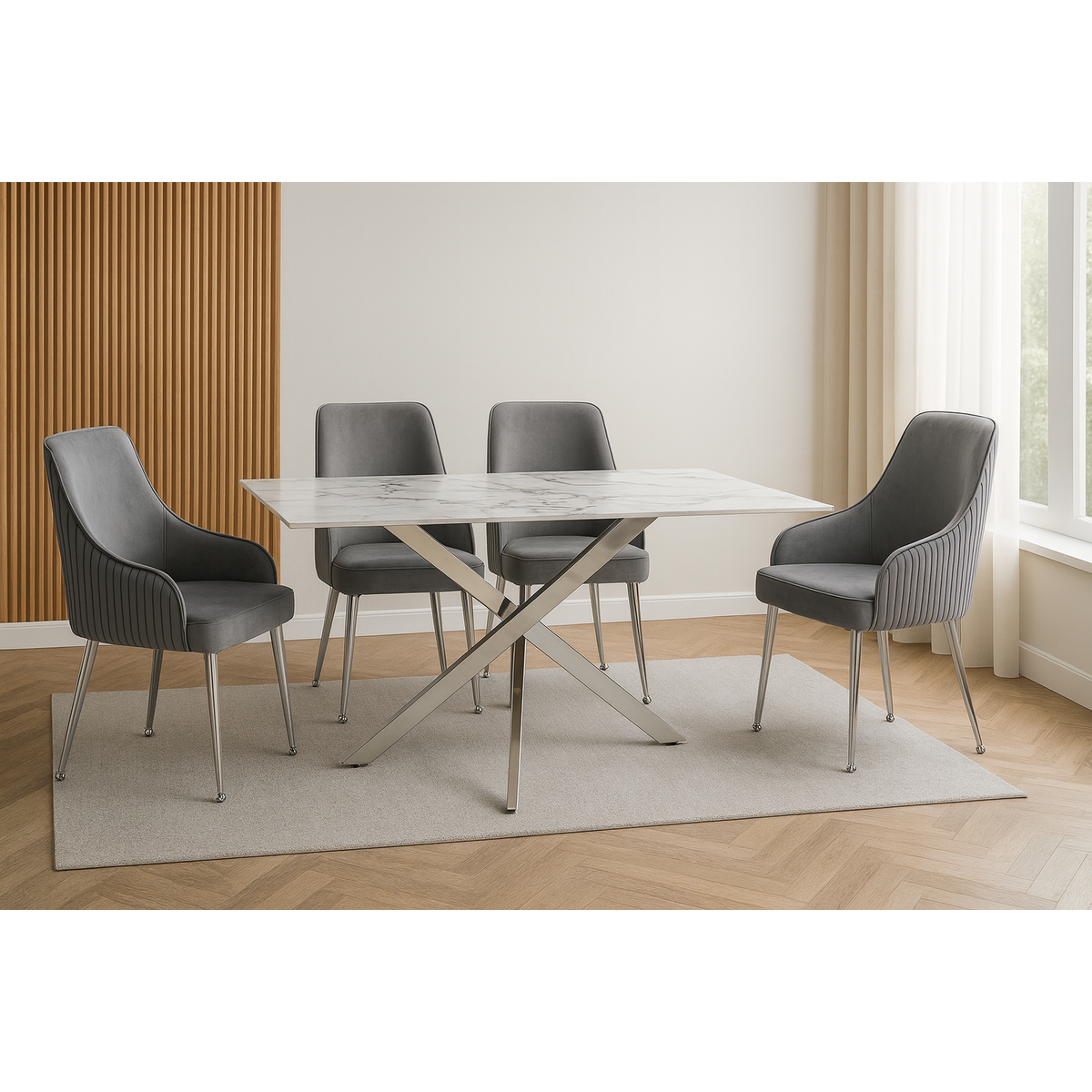 Genesis & Tina Marble Rectangle Dining Set