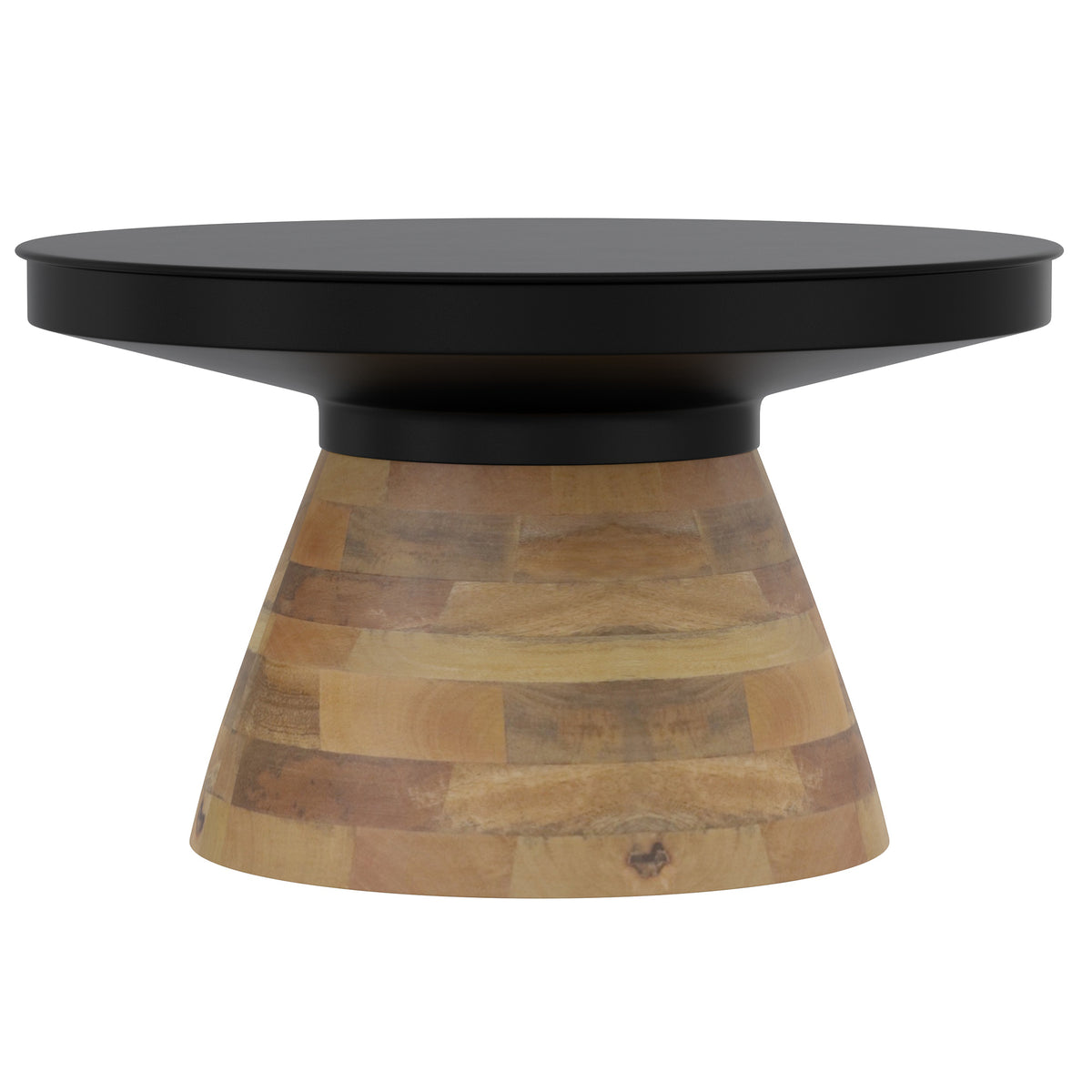 Boden Round Coffee Table (Black and Walnut)