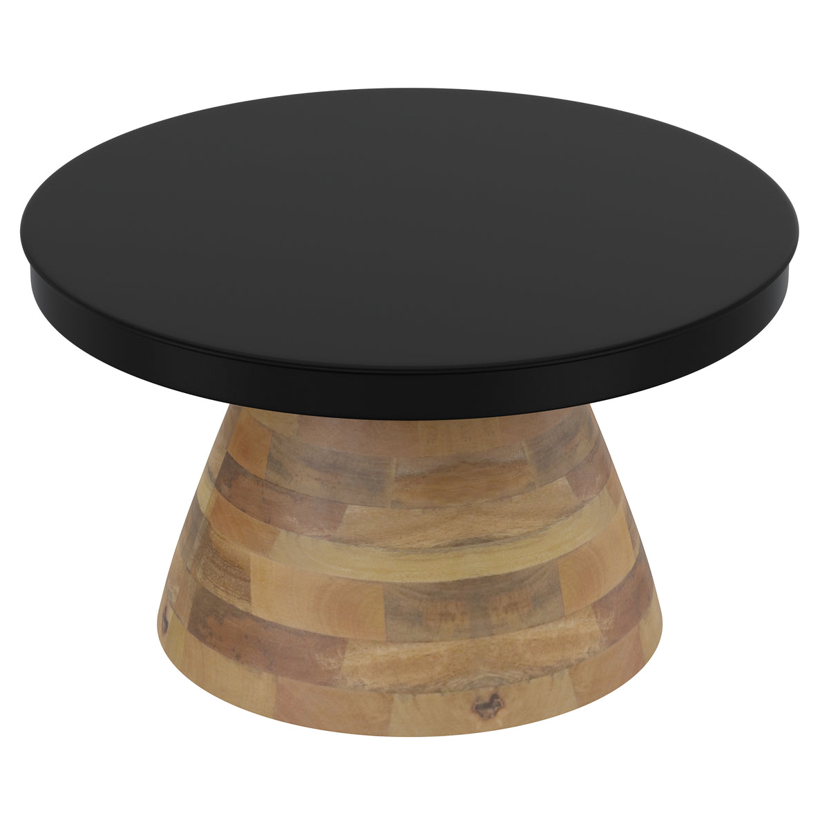 Boden Round Coffee Table (Black and Walnut)