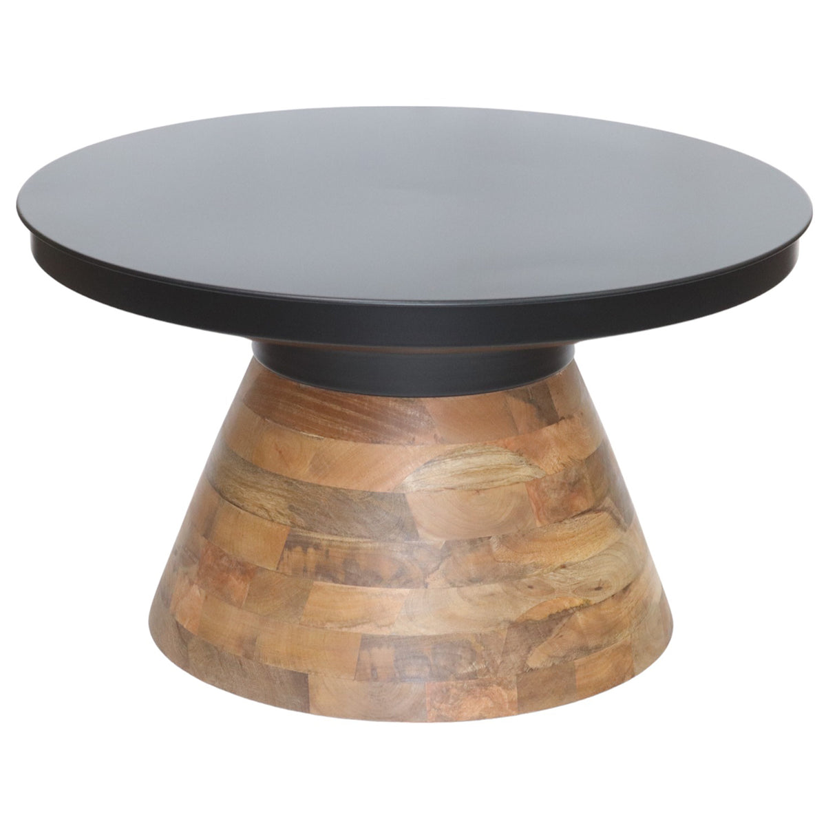 Boden Round Coffee Table (Black and Walnut)