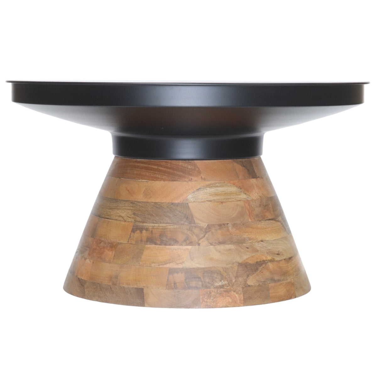 Boden Round Coffee Table (Black and Walnut)