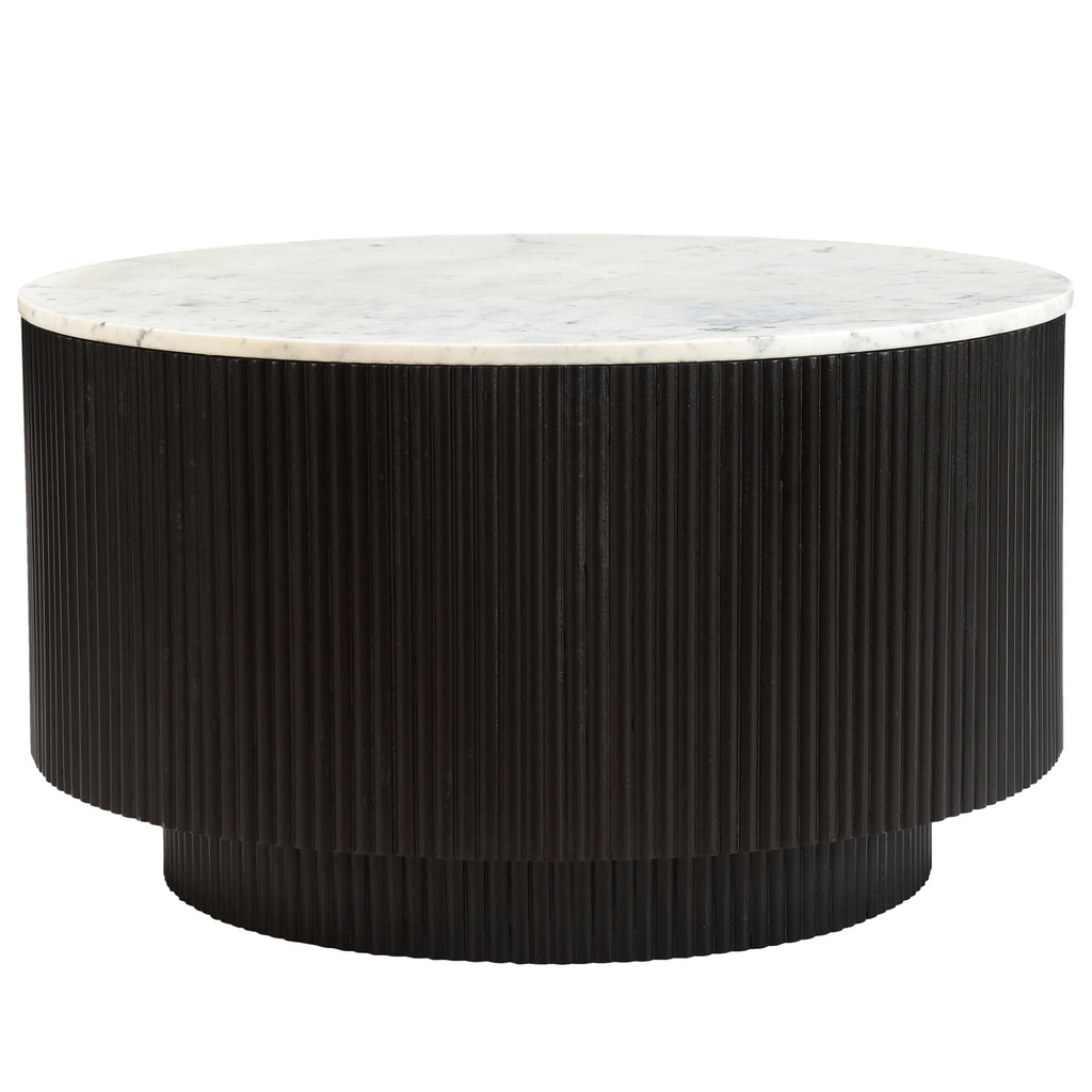 Reyna Round Coffee Table with Storage (Black and White)