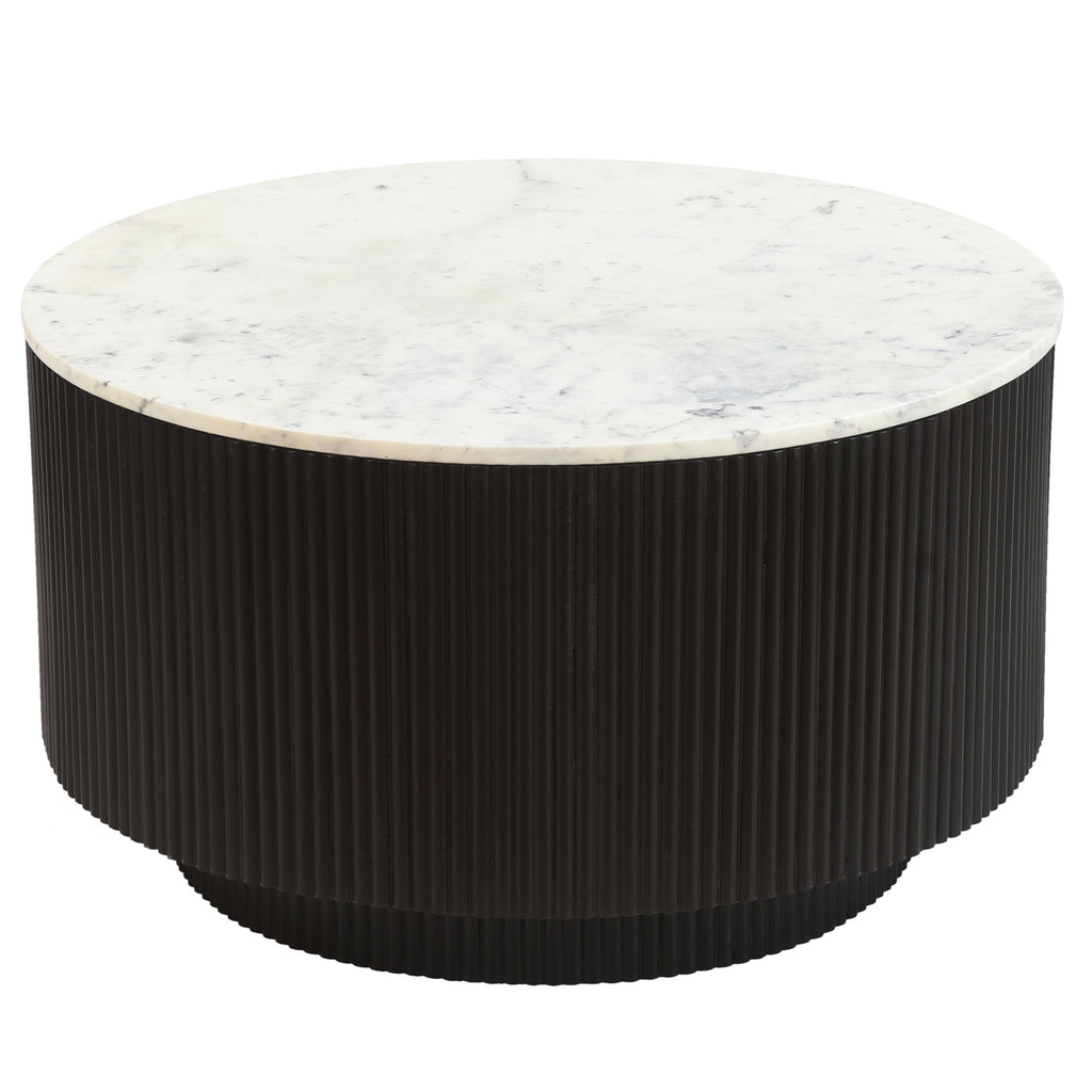 Reyna Round Coffee Table with Storage (Black and White)