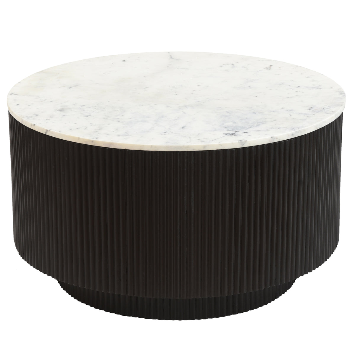 Reyna Round Coffee Table with Storage (Black and White)
