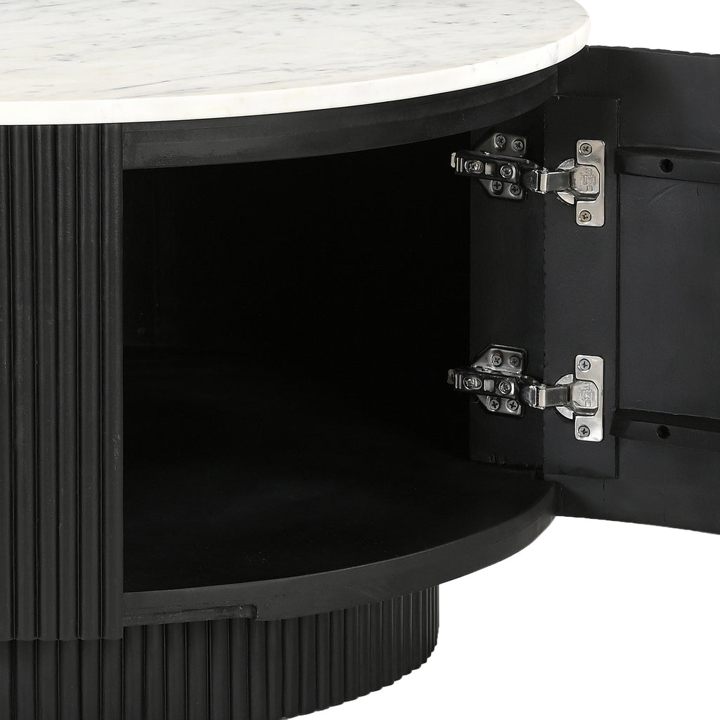 Reyna Round Coffee Table with Storage (Black and White)