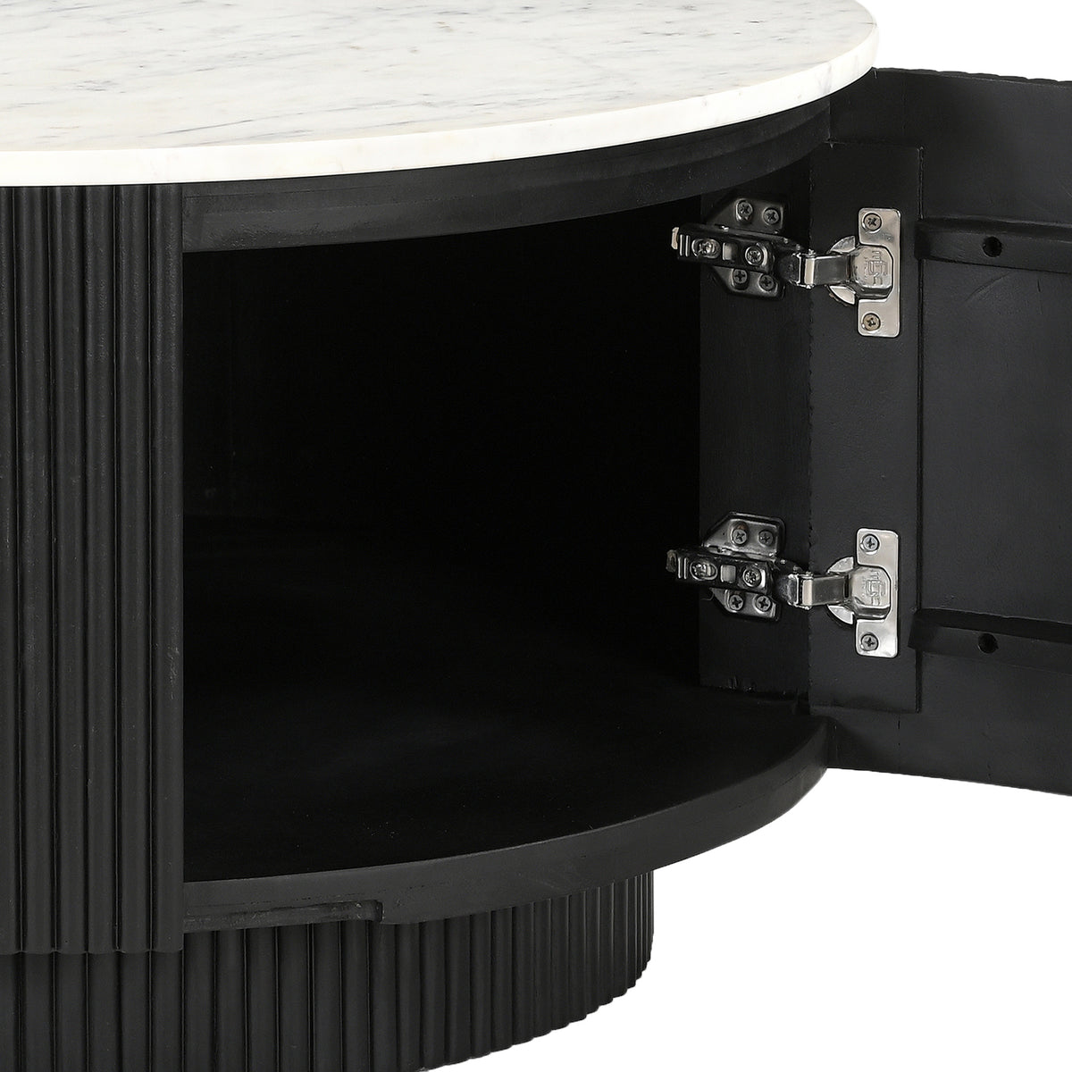 Reyna Round Coffee Table with Storage (Black and White)
